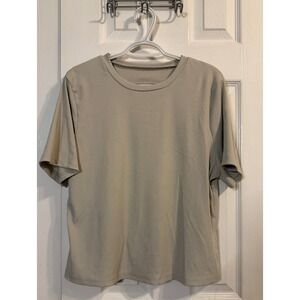 Ribbed Knit‎ Top Short Sleeve Crew Neck Casual T-Shirt Basic Tee 2XL